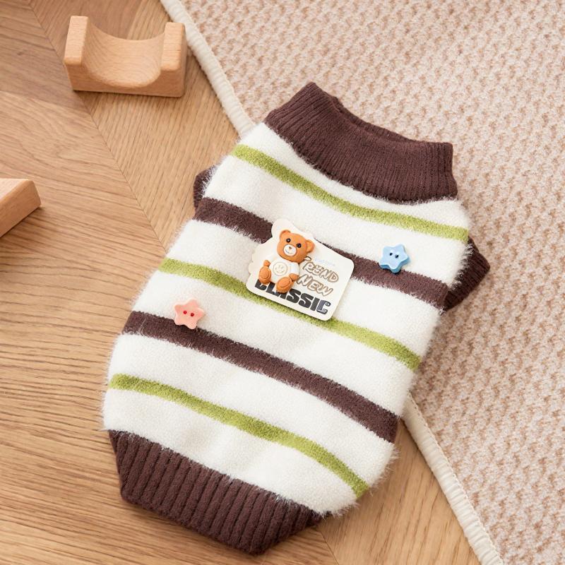 Cute Bear Dog Clothes Striped Autumn Winter Sweater for Dogs Pet Warm Coat Knitted Clothing Chihuahua Dachshund Puppy Pullover