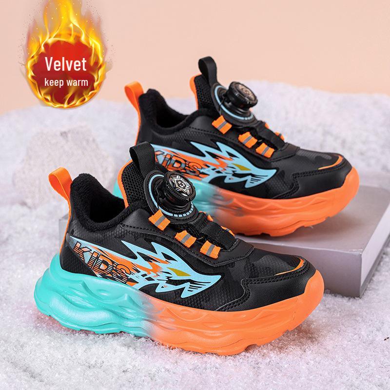 Boys' Leather Waterproof Autumn Sports Shoes: Double Cotton Warm, For Kids & Youth Running