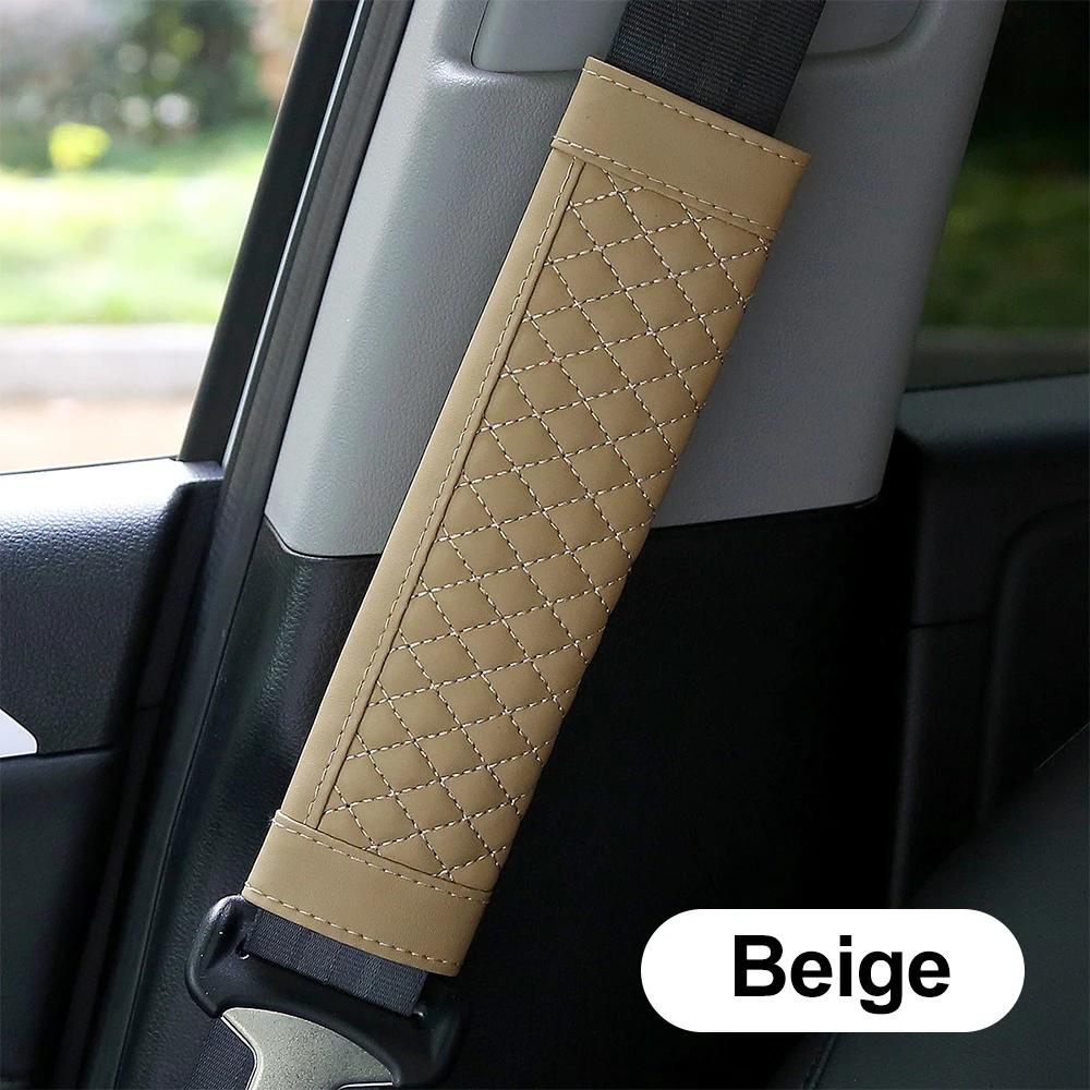 

Декор салона автомобиля Удобный ремень безопасности Защитная накладка на плечо Чехол из искусственной кожи Подходит для всех автомобилей Аксессуары для ремней безопасности бежевый