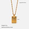 Square Fashion Pendant High Temperature Electroplated Fade Resistant Titanium Steel Necklace