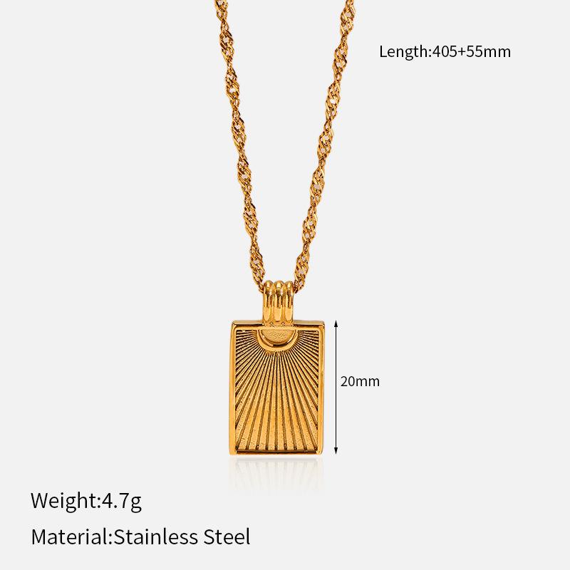 Square Fashion Pendant High Temperature Electroplated Fade Resistant Titanium Steel Necklace