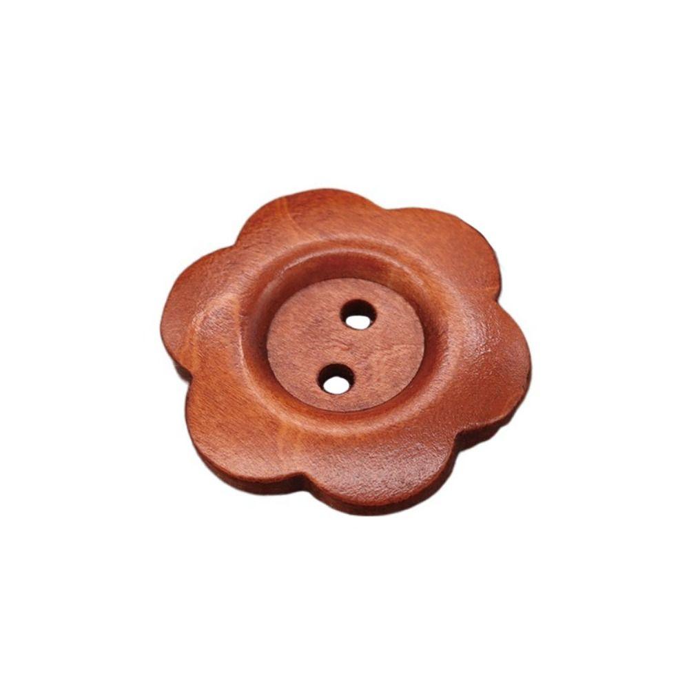 50PCS Round Clothing Button Flower Shaped Sewing Button Overcoat Wood Buttons  Clothing Sewing