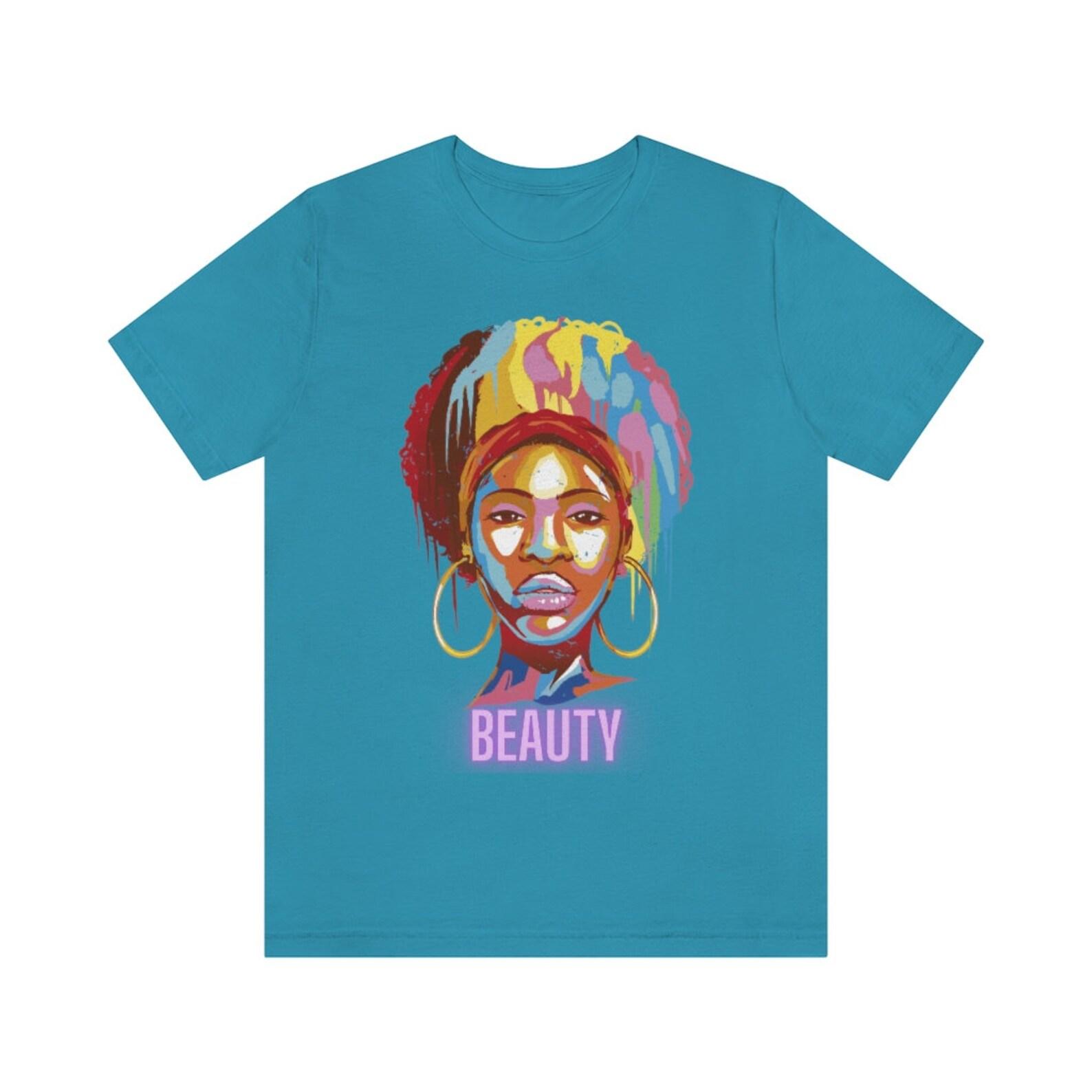 African American Beauty Colorful Girl Unisex Short Sleeve Tee 120