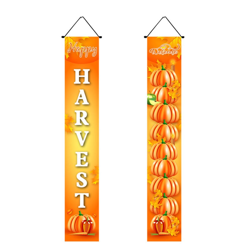 Vintage Front Door Fall Decorations Banners Rustic Yard Colorful Pumpkins Maple Leaf Porch Banners For Home Themed Party Outside