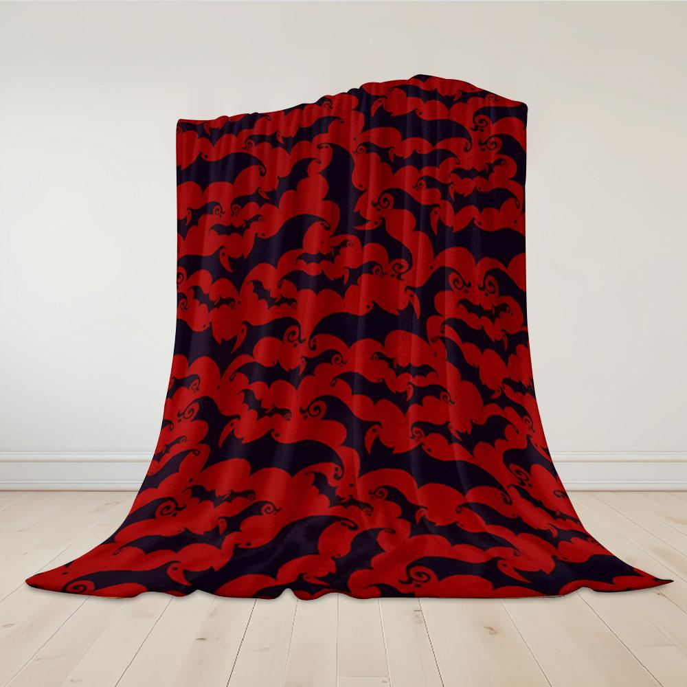 Halloween Bat Flannel Blanket Warm Soft Halloween Christmas Couch Warm Cozy Decorative Decor Gift for All Season