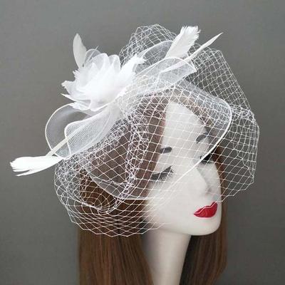 Bow Mesh Fascinator Hat Exquisite Bride Headband Hairbands Veil Hat Headwear  Dance Show