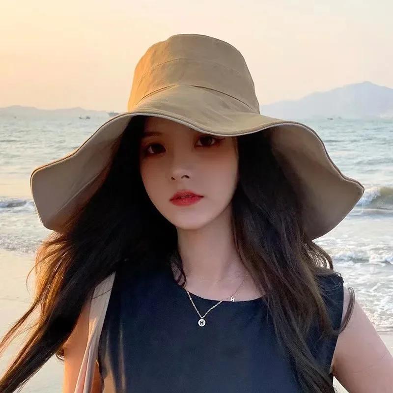 Wide Brim UPF 50+ Sun Hat Women Anti-UV Protection Hiking Fisherman Cap Fold Summer Solid Beach Hat  Double Sided Sun Hat