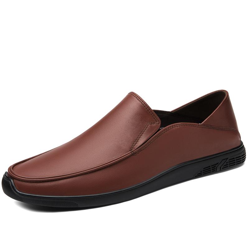 Ekte Skinn Herresko Slip On Loafers Fritidssko i Skinn Komfortable Kvalitets Flats Herresko
