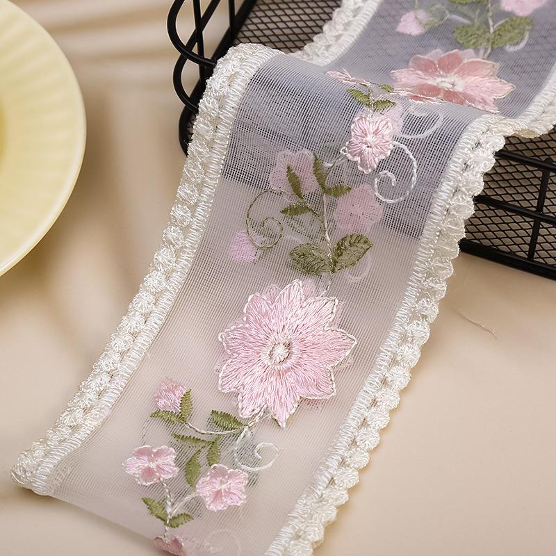 5 Yards Flower Embroidery Lace Ribbon For Bow Making Clothing Decor Sewing Fabric Craft Supplies Needlework Accessories