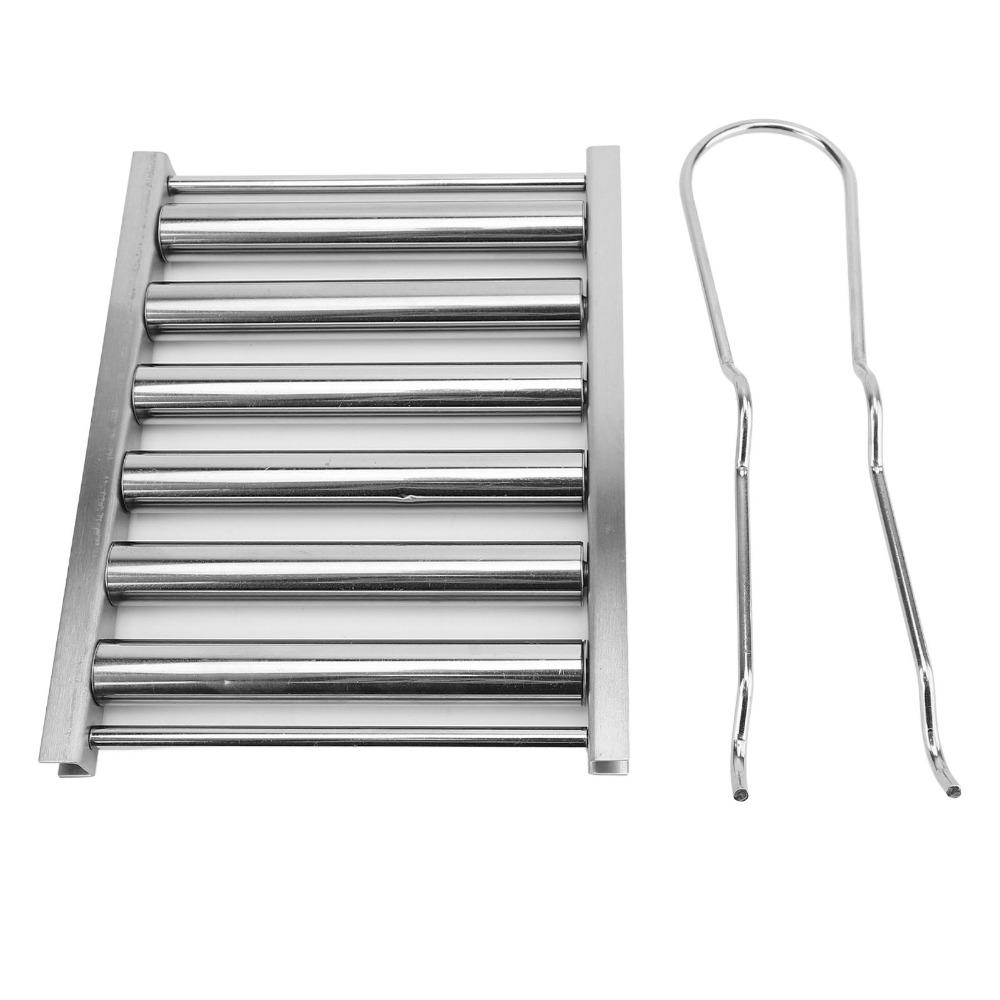 Detachable Handle Hot Dog Roller Stainless Steel Hot Dog Griller BBQ Grill Rack  Barbecue Grilling
