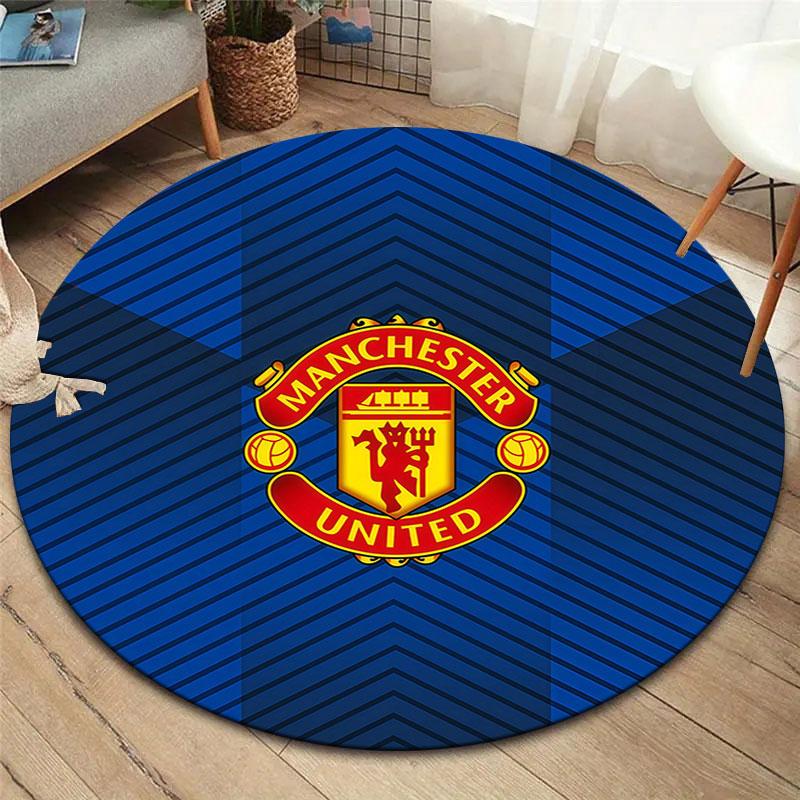 Manchester United F Round Area Rug,Carpet Rug for Living Room Bedroom Sofa Playroom Decor,Non-slip Floor Mat
