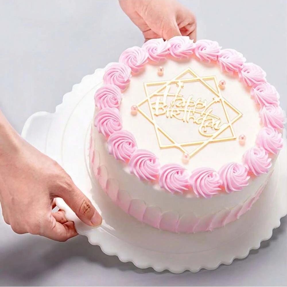 1PC 4/6/8/10/12 Inch Reusable Plastic Cake Base Dessert Tray Smooth Cleaning Birthday Home Baking Party Decoration Pad Food