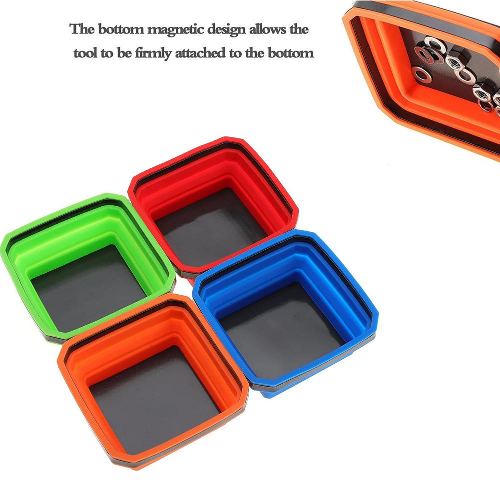 4.5 Inch Collapsible Screw Tray Silicone Bowl Tool Part Storage Organizer Box Plastic Hardware And Jewelry Storage Case