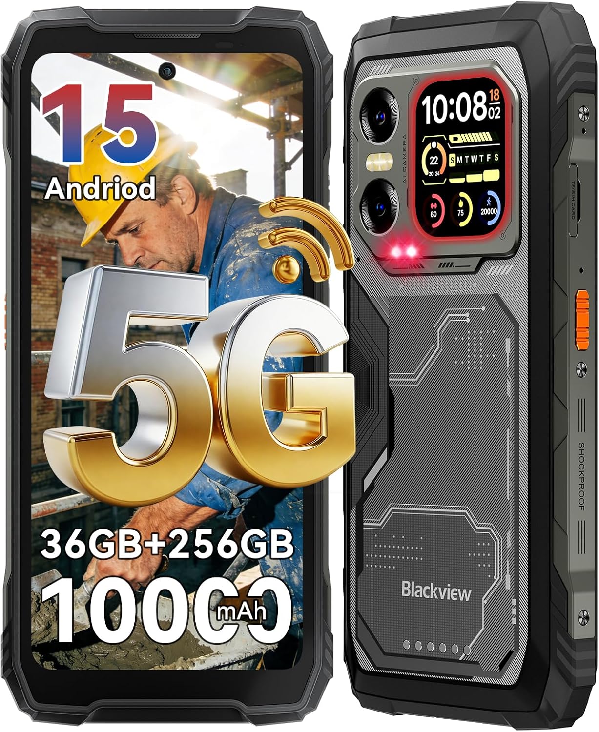 

Мобільний телефон Blackview XPLORE X1 5G 36 ГБ+256 ГБ 10000 мАг Дисплей 6,78 108 МП Android 15 Смартфон чорний