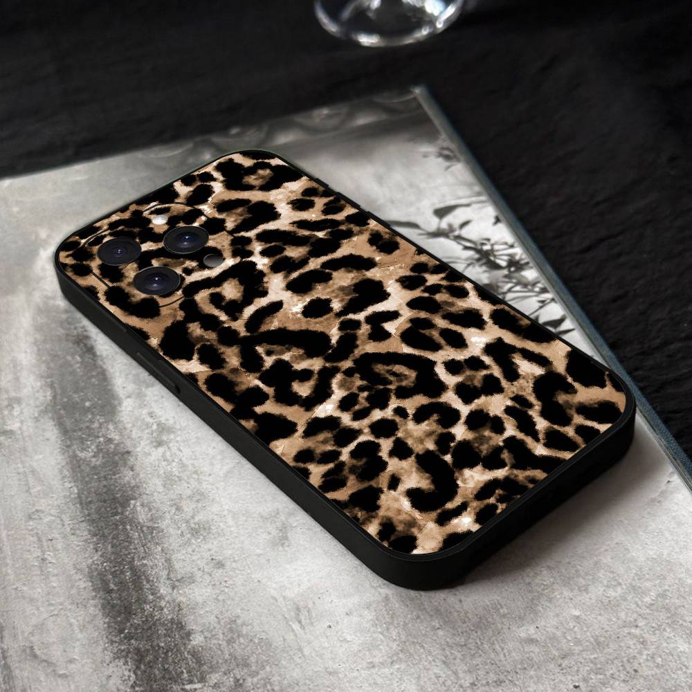 Leopard Phone Case Black Silicone Soft Shell For IPhone 17 16 15 14 13 12 11 Air Pro Max Plus Hot Sale
