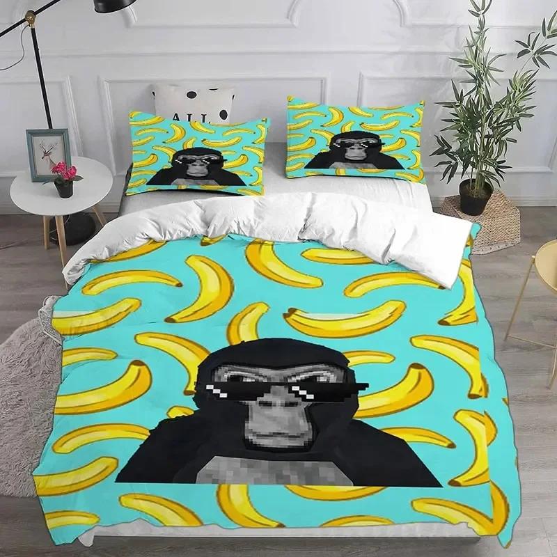 Spiel Gorilla Tag Schlafzimmer Dekoration Bedrucktes Bettset Bettbezug Kissenbezug Bettwäscheset Leinenlaken Steppdeckenbezug Queen King Size