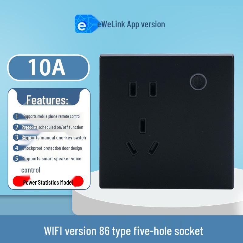eWeLink Smart WiFi Wall Socket 86 Type 10A - Remote, Voice-Controlled App for Mobile
