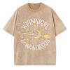 Magic Theme Letter Print T-Shirt Unisex Style Oversize Washed Denim Short Sleeve Vintage Top