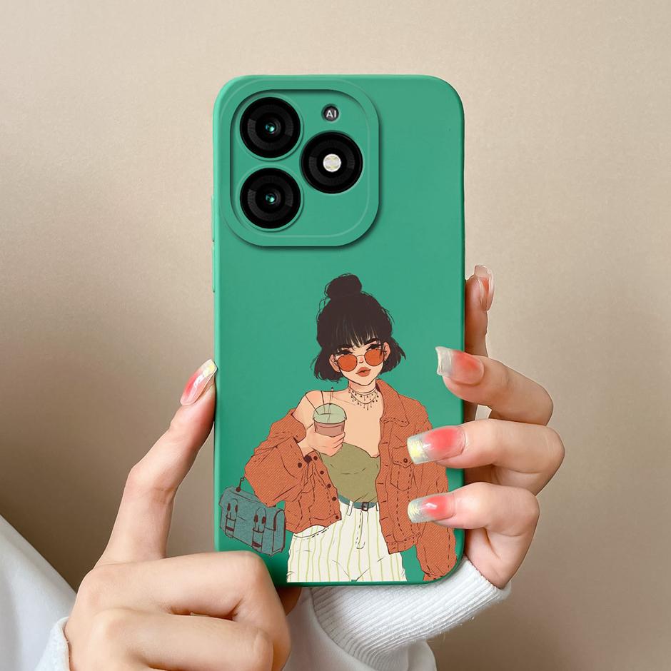 For Tecno Itel A70 Phone Case Cool Girl Cartoons Pattern Liquid Silicone Shell For ItelA70 A 70 High-quality New Design Fundas