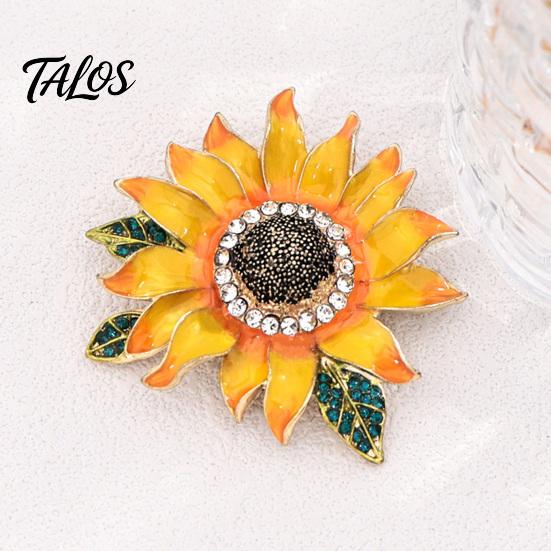 Alloy Floral Brooch Rhinestone Sunflower Brooch, Decorative Lapel Pin for Men Daily Wear Women, Jewelry Accessory Coats Dresses Scarves