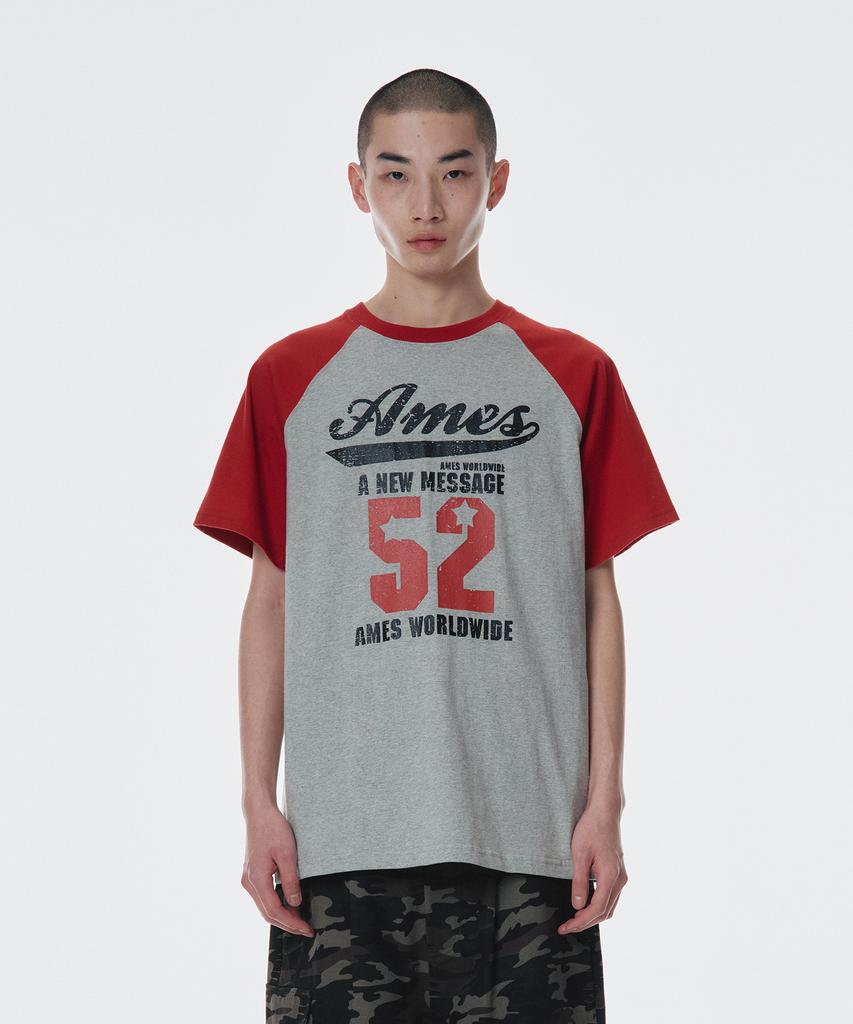 AMES-WORLDWIDE 52 Logo Raglan Tee Red