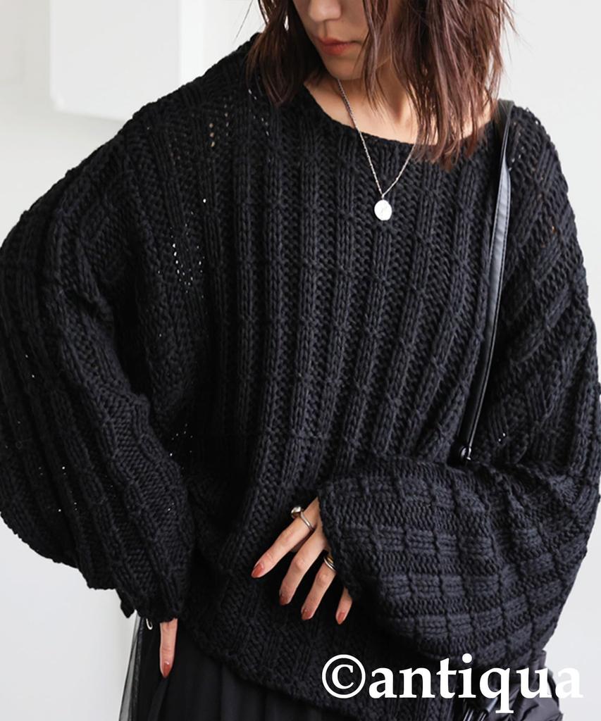 antiqua Long Short One Size Black Women's Low-Gauge Knit, Sleeve, Length, PN-00525, 05,