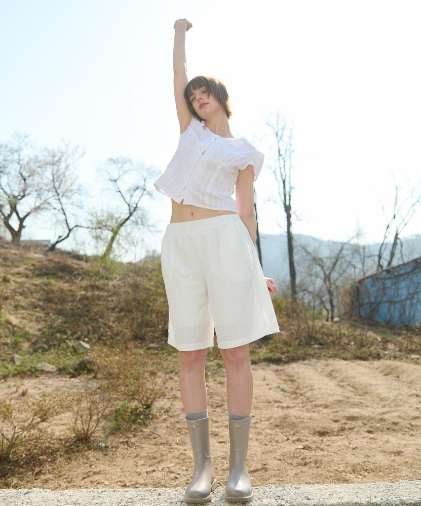 WIOE Lace Check Half Pants_White