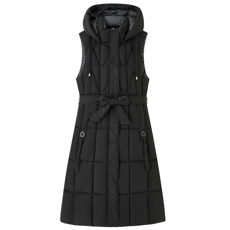 Fashion Winter Women's Long Warm Vest Hooded Can Be Worn On Both Sides Thick Sleeveless Jackets Woman Coat With Belt