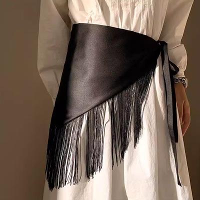 Cinturón Retro de Cadera con Borlas para Mujer Cinturón Ancho de Cintura Moda Triángulo Borla Flecos Cinturón Corsé Decoración de Vestido Camisa Abrigo