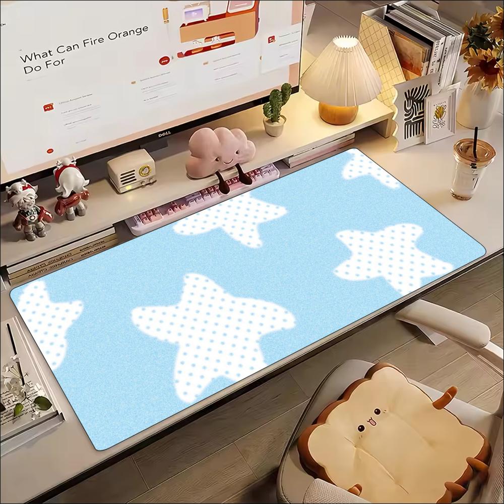 Blue Plaid Star Large Gaming Mouse Pad NonSlip Rubber Desk Mat Keyboard Pad Desktop Decor For Office Laptop Gamer Workstation
