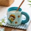 Retro Style Girl Pastoral Style Ceramic Mug Best Friend Drinking Water Breakfast Cup Creative Girl Activity Souvenir