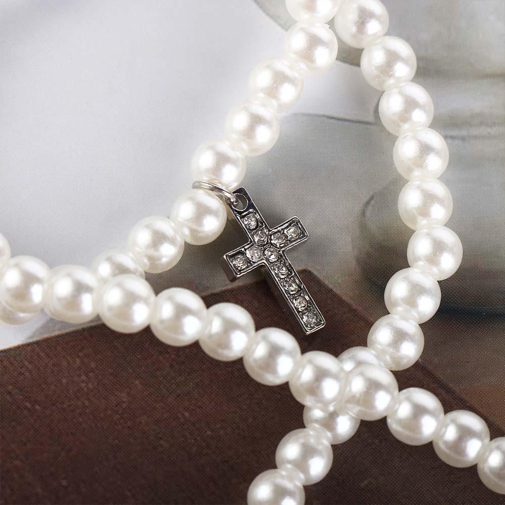 Cross Pendant Hiphop Pearl Cool Fashion Necklace Men Necklace Clavicle Choker Korean Style Necklace