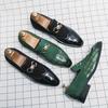 Modische Lederschuhe für Herren, Penny Loafer, Brogue, Derby, Oxfords, bequeme Slip-On-Freizeitschuhe, Hochzeitsfeier, Abendschuhe, Grün