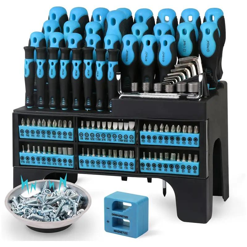 11-Piece Magnetic Screwdriver Set with Cross-Head Tips and Cushioned Grip