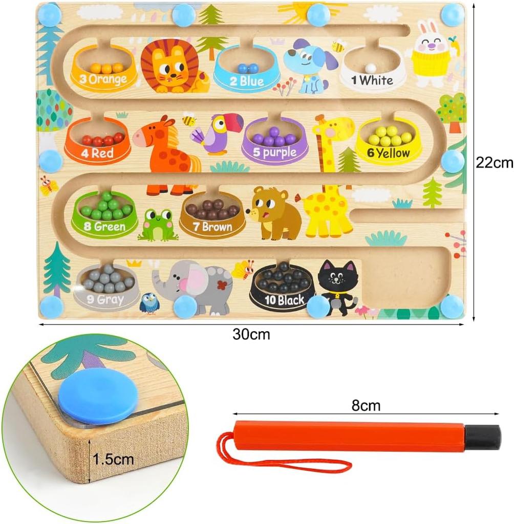 Magnetic Game Labyrinth, Montessori Toy Gift For, Numbers & Colours Educational Games Motor Skills Toy Sorting Game for Children Christmas