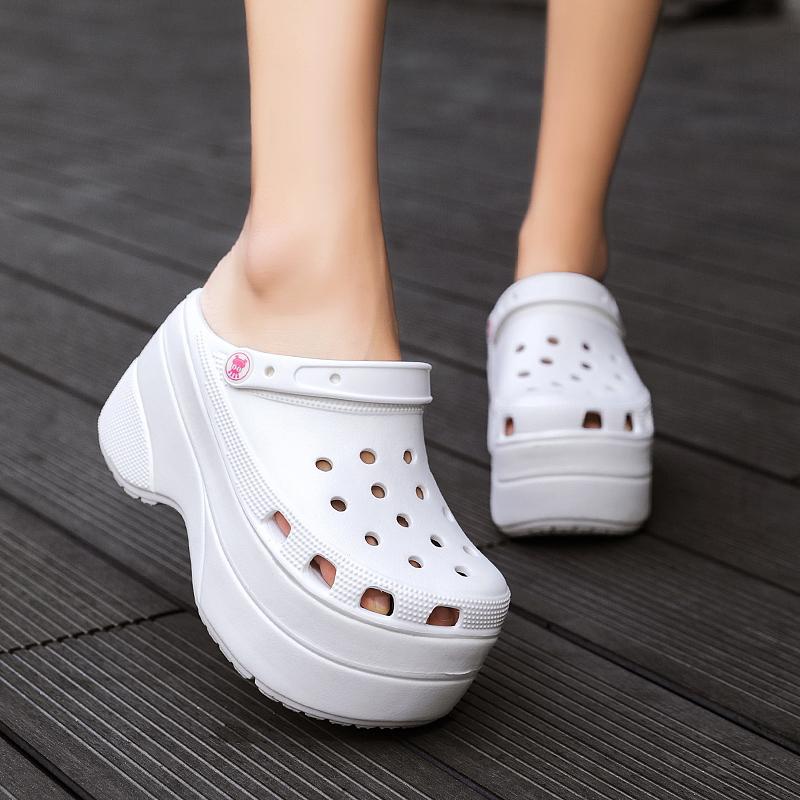 10cm Summer Women Clogs Quick Dry Garden Shoes Female Beach Sandals Antiskid Home Slippers Thick Sole Increased Flip Flops Sandals for
