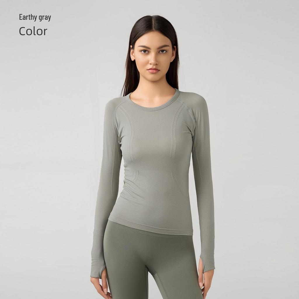 Women's Seamless Long Sleeve Yoga Top – Comfortable, Breathable, Tight-Fitting, Slimming Fitness Wear