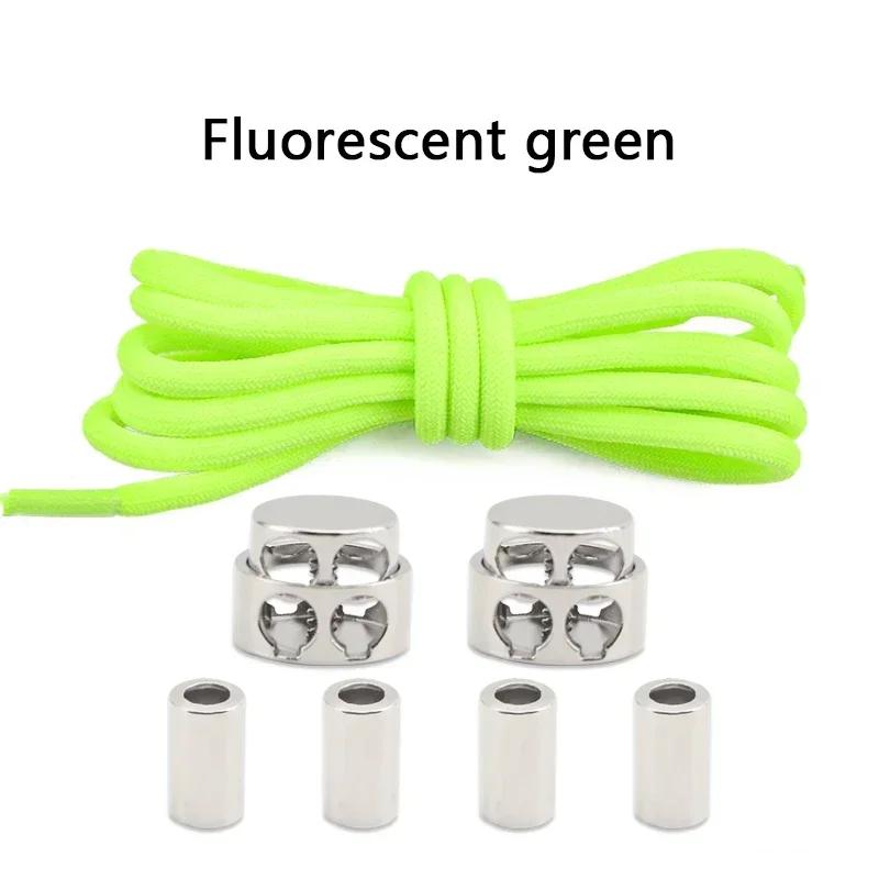 1Pair Lock Shoe laces Without ties Metal Buckle Laces Round Elastic Laces Sneakers Kids Adult No Tie Shoelaces Shoes Accessories