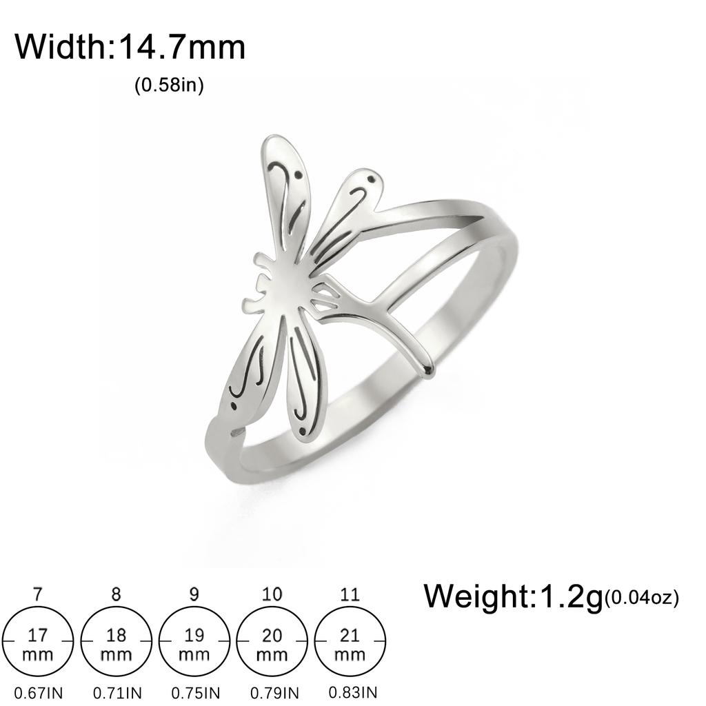 Teamer Dragonfly Ring for Women Stainless Steel Gold Color Widelife Insect Ring Delicate Anniversary Party Jewelry Wholesale