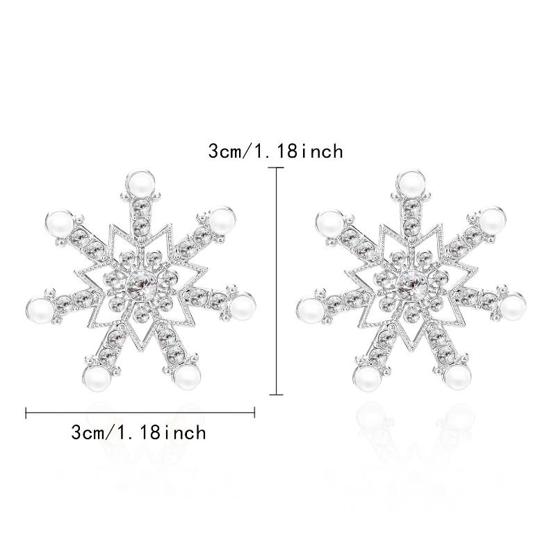 Shiny Snowflake Stud Earrings  Zircon Pearl Dangle Piercing Drop Earrings Long Tassel Earring Christmas Gifts
