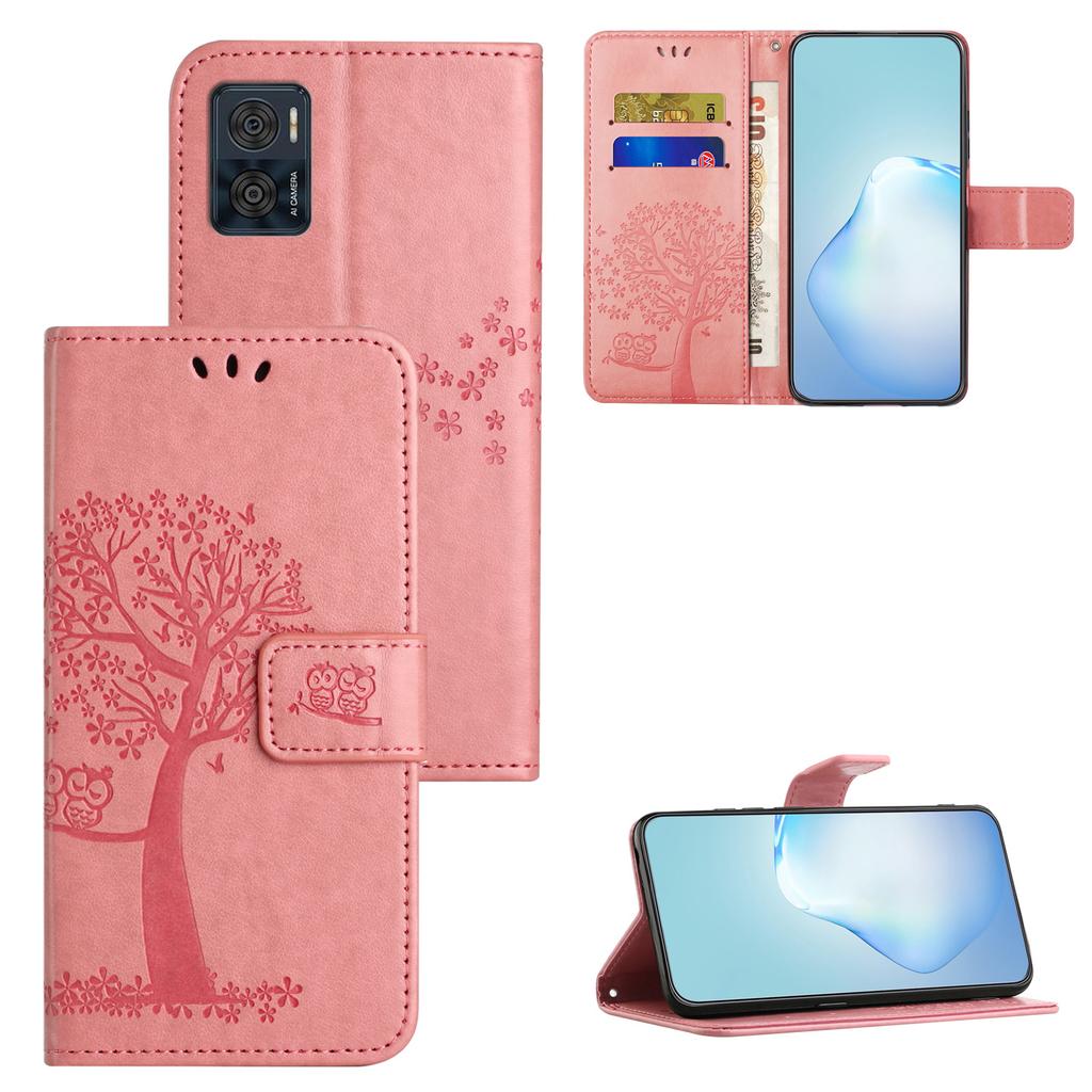 Pro Motorola Moto E14 4G/G04 4G/G04s 4G/G24 4G Pouzdro PU Kůže Kryt na Telefon Vzor Sova Strom