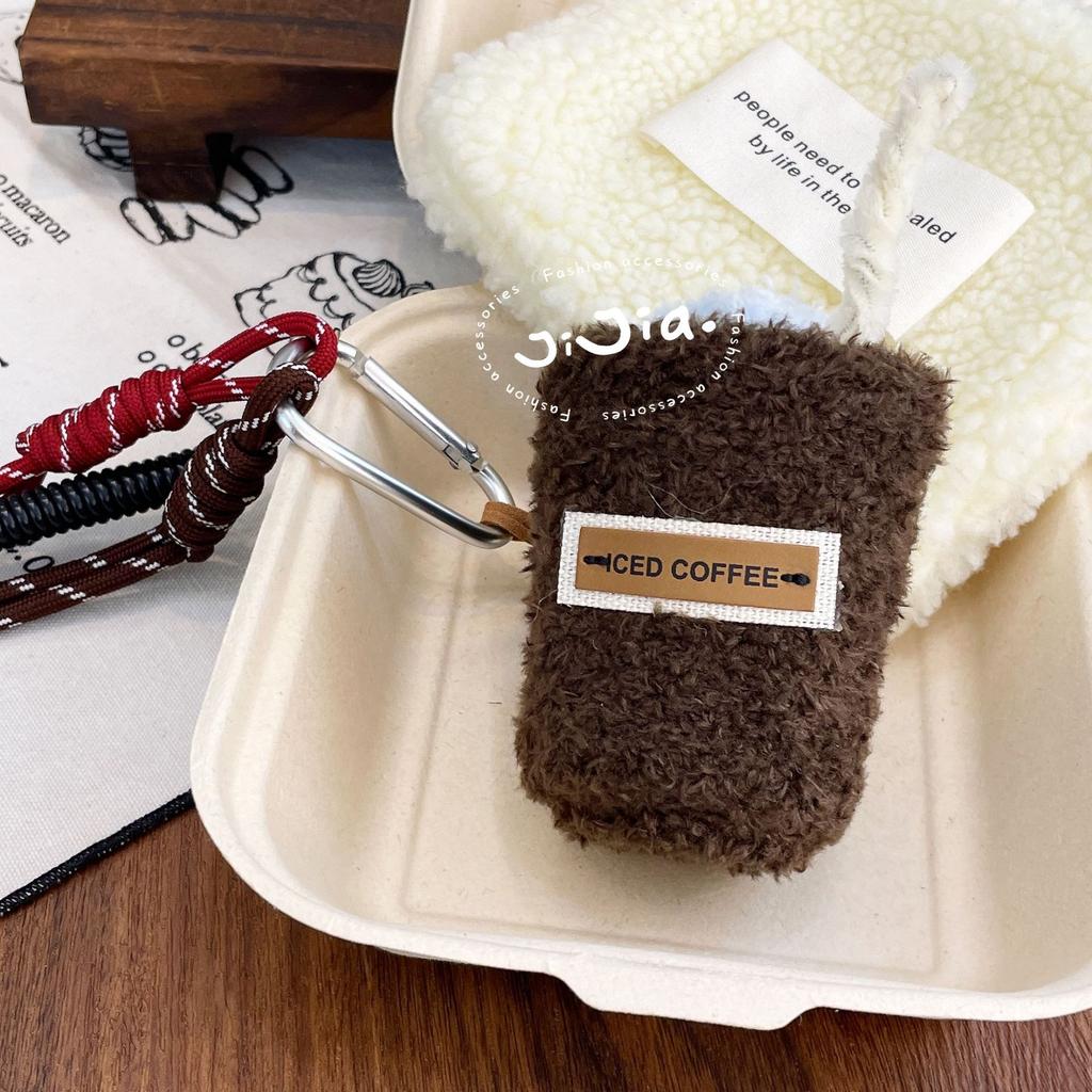 Cute Plush Cupcake Coffee Dessert Phone Chain Lanyard Charm Strap Cake Keychain Pendant Car Key Decor For IPhone For Samsung