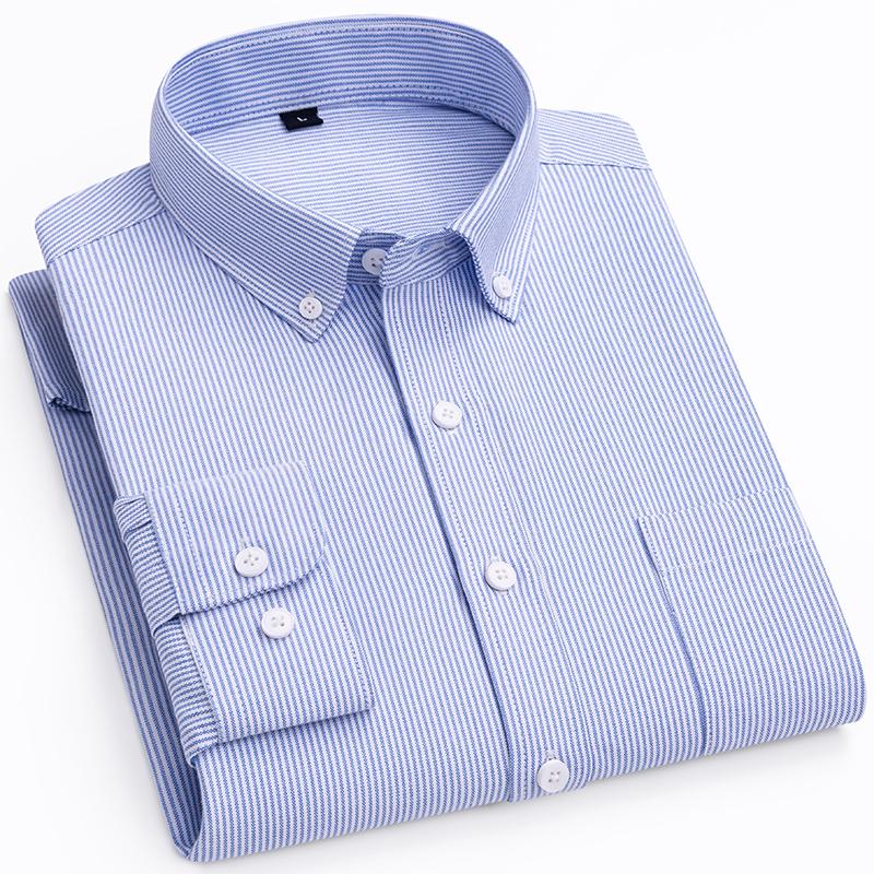 Autumn New Men's Striped Shirt Slim Business Office Casual Wedding Dress Fashion Korean Long-sleeved Male Social Shirts