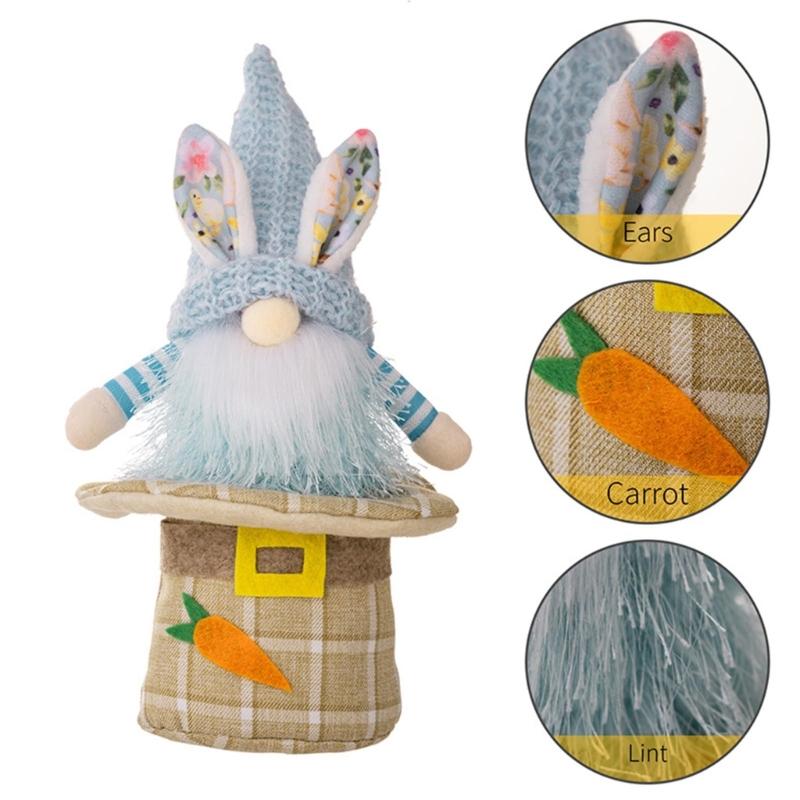 1pair Colorful Easter Rabbit Gnomes Figurine Unique Style for Festive Celebrations Spring Celebrations Home Indoor Decor