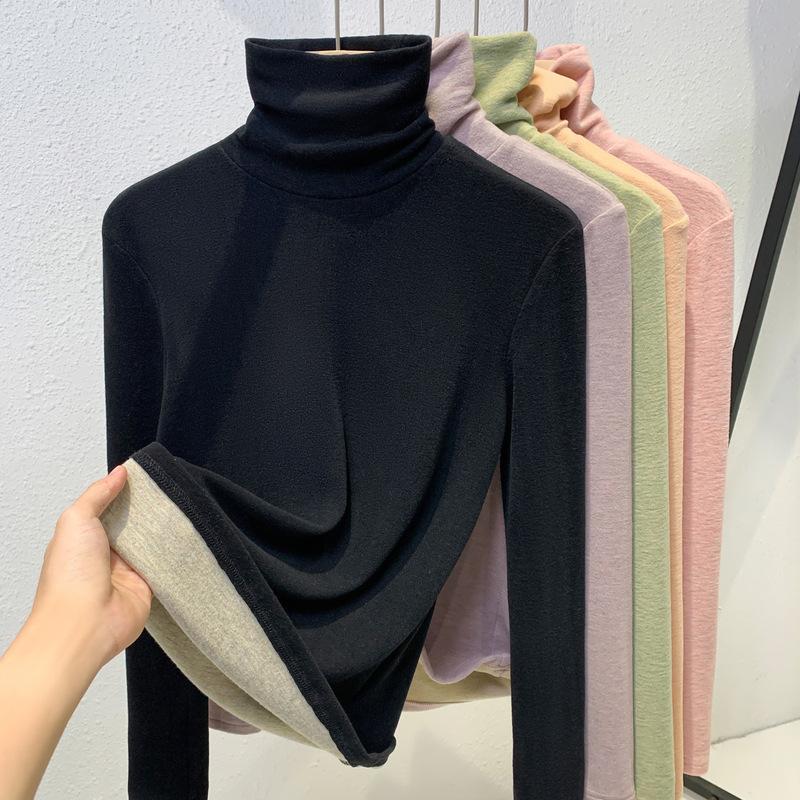 Bottom Shirt Women's Autumn and Winter New Slim-fitting, Thin and Warm Inner Turtleneck Long-sleeved Temperament Top