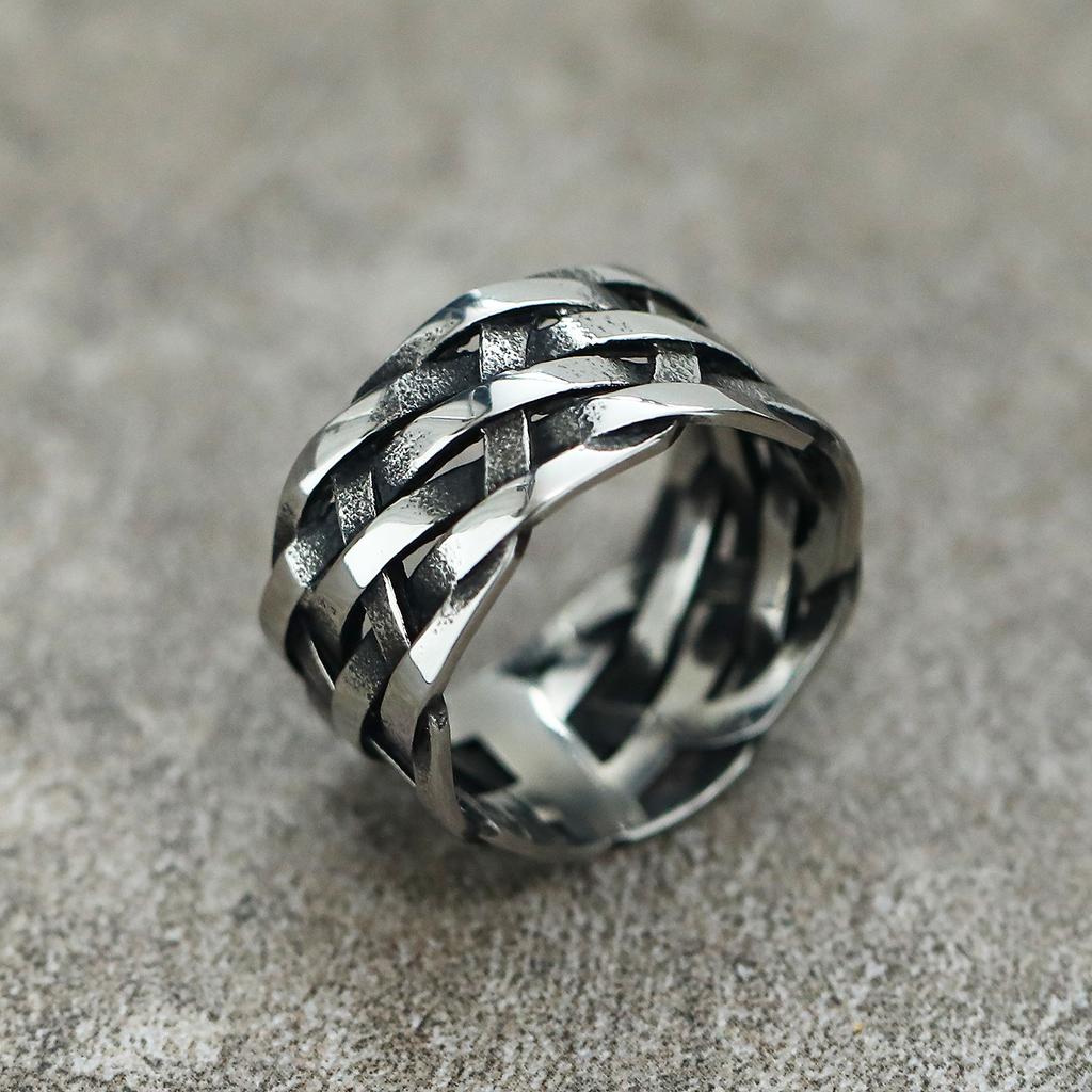 Vintage Weave Viking Symbole Edelstahl Mann Frau Ringe Einfach für Mädchen Freund Schmuck Gothic Paar Fingerringe
