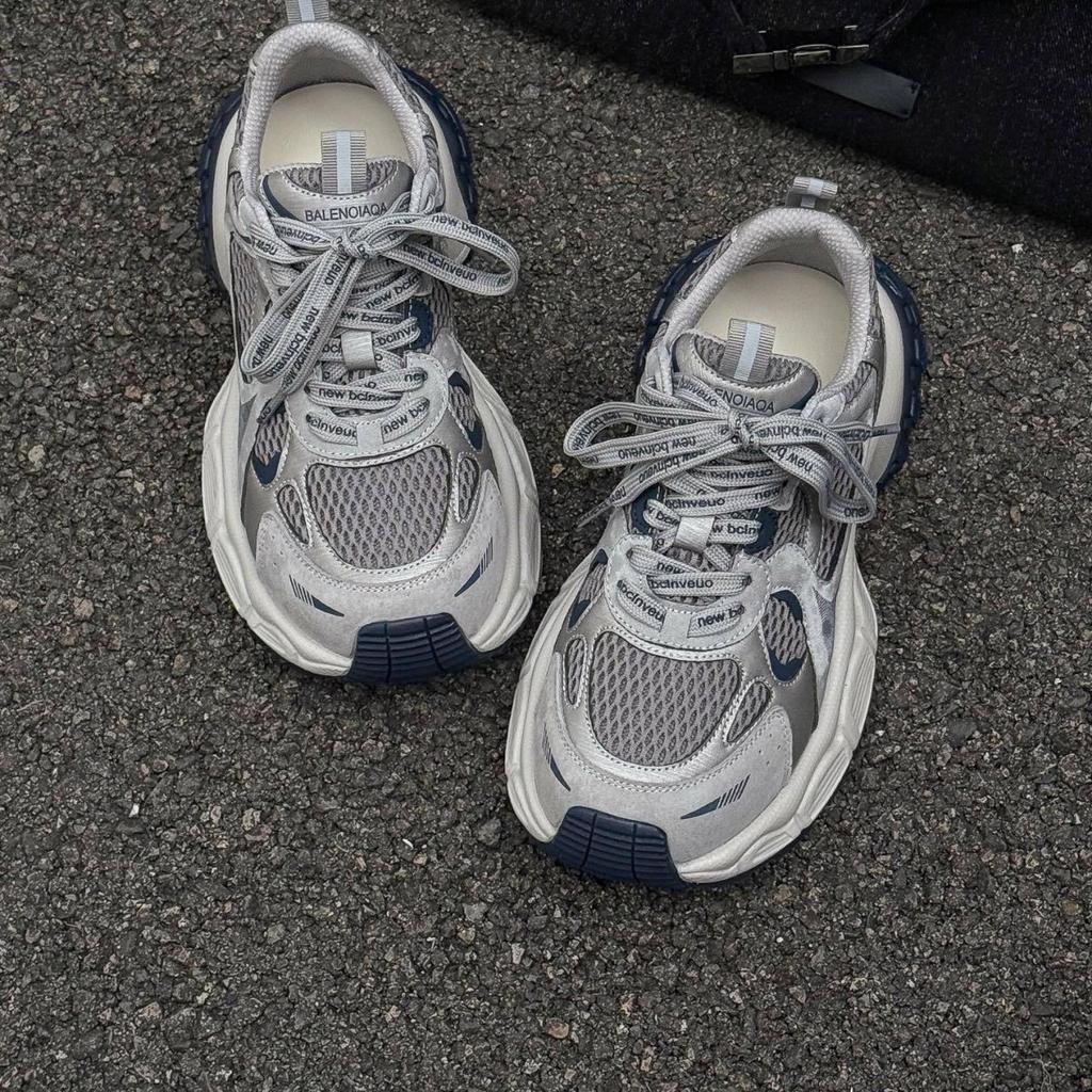 2025 autumn new platform dad shoes women's blue retro mesh sports trendy shoes small casual Forrest Gump shoes