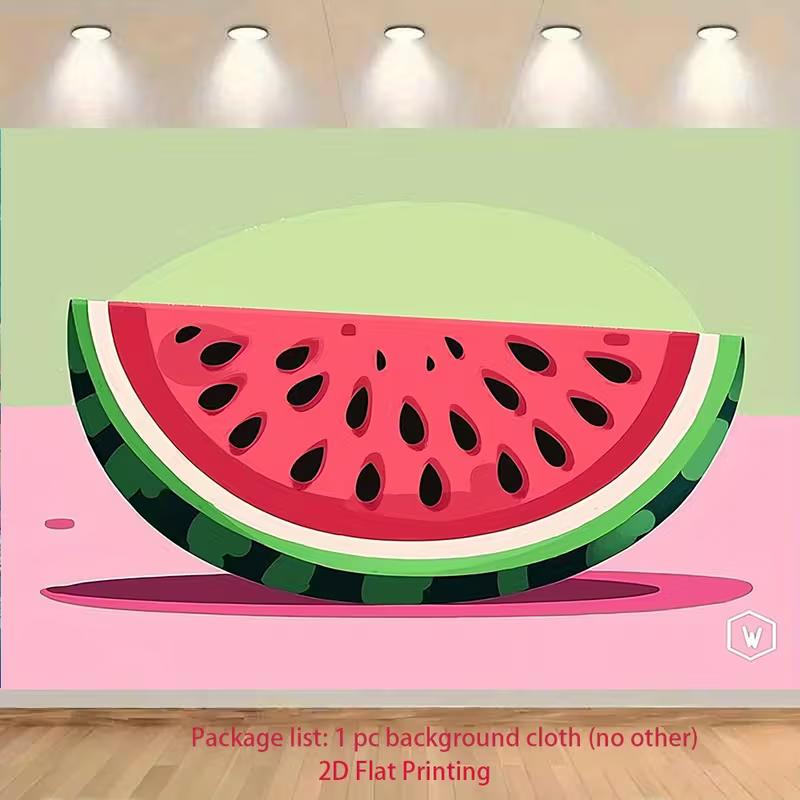 2D Large Watermelon Slice Backdrop for Kids Summer Birthday 47.2x31.5inch/120*80cm