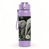 1PC Two Wild Elephant Watercolor Bust 750ml Color Plastic Sports Water Bottle Leakproof Flip Straw Lid For Sports Office Home Use