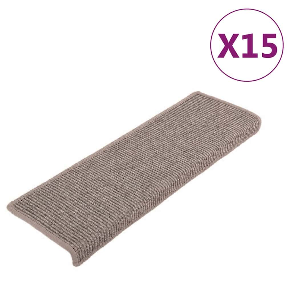 Step Mats 15 Pcs 65 X 21 X 4 Cm Dark Beige Rectangular Edge